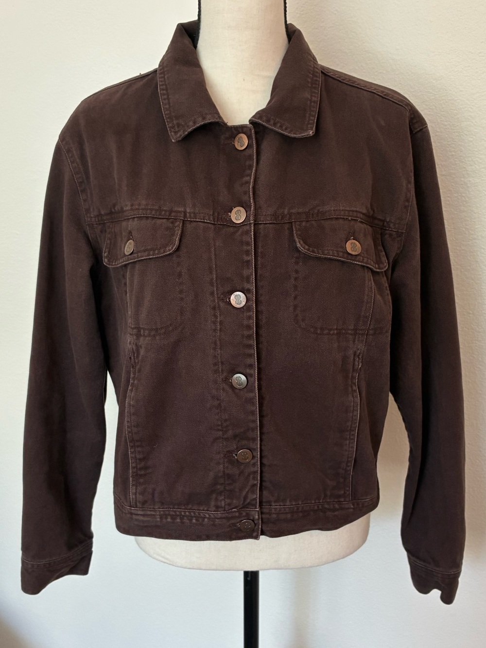 Vintage 90s Bill Blass Brown Denim Jean Jacket